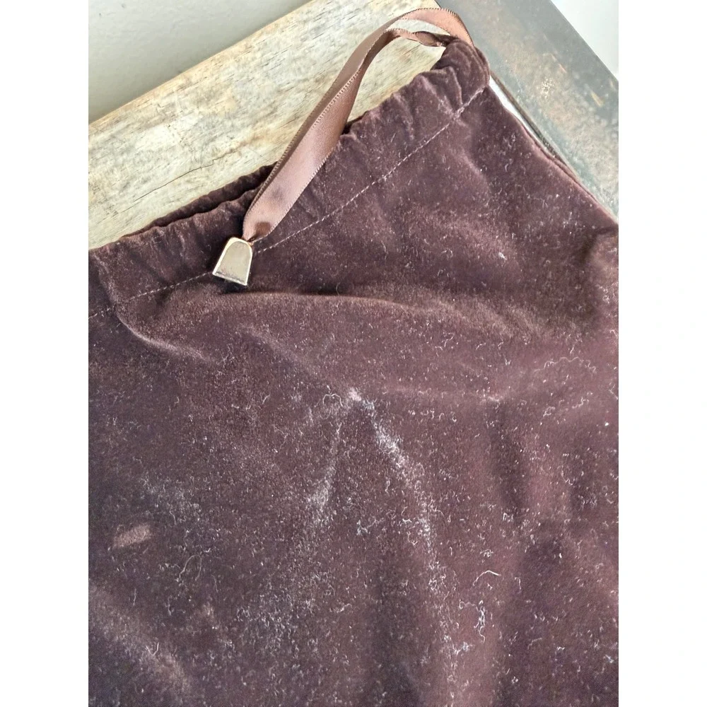 LA MER Drawstring Pouch Brown Velvet Ribbon Travel Bag Women's OS Good‎